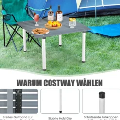 Klappbarer Campingtisch mit Tragetasche für Strand Picknicks & Angelausflüge Grau