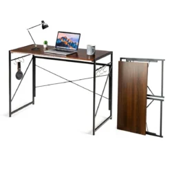 Klappbarer Computertisch Arbeitstisch mit Metallrahmen Laptop-Tisch bis 115 kg belastbar Braun 100 x 50 x 75 cm