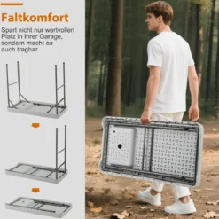 Klappbarer Fischreinigungstisch mit Spüle & Wasserhahn Tragbarer Campingtisch Weiß