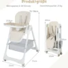 Klappbarer Hochstuhl mit Liegefunktion & Abnehmbarem Doppeltablett Beige