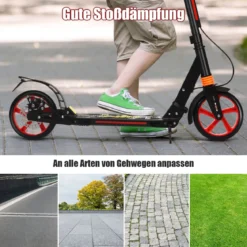 Klappbarer Kickscooter mit Klingel & Ständer Höhenverstellbarer Scooter Roller Tretroller