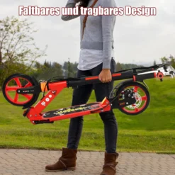 Klappbarer Kickscooter mit Klingel & Ständer Höhenverstellbarer Scooter Roller Tretroller