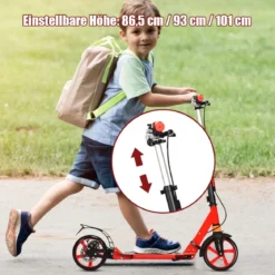 Klappbarer Kickscooter mit Klingel & Ständer Höhenverstellbarer Scooter Roller Tretroller
