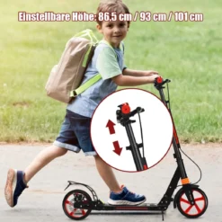 Klappbarer Kickscooter mit Klingel & Ständer Höhenverstellbarer Scooter Roller Tretroller