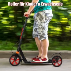 Klappbarer Kickscooter mit Klingel & Ständer Höhenverstellbarer Scooter Roller Tretroller