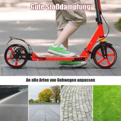 Klappbarer Kickscooter mit Klingel & Ständer Höhenverstellbarer Scooter Roller Tretroller