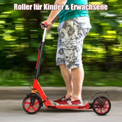 Klappbarer Kickscooter mit Klingel & Ständer Höhenverstellbarer Scooter Roller Tretroller