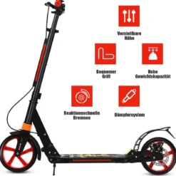 Klappbarer Kickscooter mit Klingel & Ständer Höhenverstellbarer Scooter Roller Tretroller
