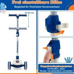 Klappbarer Kinder Roller mit PU LED Rädern & Hinterbremse Höhenverstellbarer Scooter Weiß