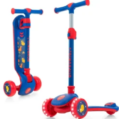 Klappbarer Kinder Roller mit PU LED Rädern & Hinterbremse Höhenverstellbarer Scooter Blau