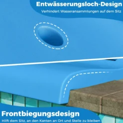 Klappbarer Klappsitz Tragbarer Outdoor-Stuhl mit Griff & Abflussloch Bodenstuhl Blau