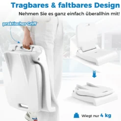 Klappbarer Klappsitz Tragbarer Outdoor-Stuhl mit Griff & Abflussloch Bodenstuhl Weiß