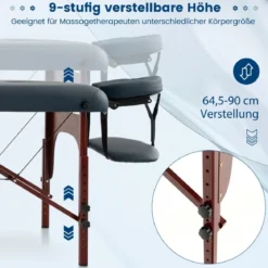Klappbarer Massagetisch mit Tragekoffer 9-stufig verstellbares Massagebett 210 x 70 x 64,5–90 cm Marineblau