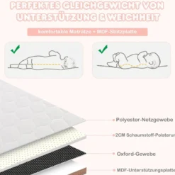 Klappbares Beischlafbett mit 4 Verstellbaren Höhen & Einziehbaren Füßen & Tragetasche