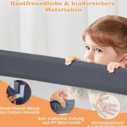 Klappbares Bettgitter mit Verstellbaren Riemen Bettschutzgitter 121 x 40,5 x 42 cm