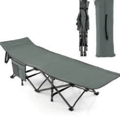 Klappbares Campingbett Strapazierfähiges Reisebett 190 x 70 x 54 cm Grau