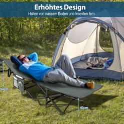 Klappbares Campingbett Strapazierfähiges Reisebett 190 x 70 x 54 cm Grau