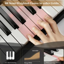 Klappbares E-Keyboard Faltbar mit 88 Beleuchteten Tasten Digitale Keyboard Digitale Keyboard Schwarz