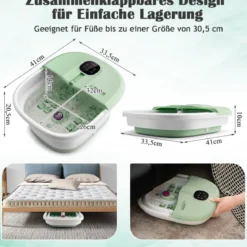 Klappbares Fußbad mit Wärme Fußbad mit Fernbedienung Massagegerät 33,5 x 41 x 20,5 cm Grün