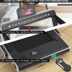 Klappbares 2-in-1-Laufband Heimtrainer mit zwei LED-Anzeigen APP & Fernbedienung Silber