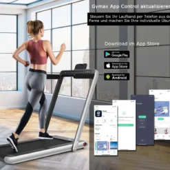 Klappbares 2-in-1-Laufband Heimtrainer mit zwei LED-Anzeigen APP & Fernbedienung Silber