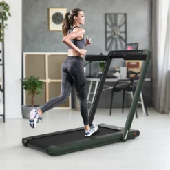 Klappbares 2-in-1-Laufband Heimtrainer mit zwei LED-Anzeigen APP & Fernbedienung Grün