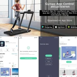 Klappbares 2-in-1-Laufband Heimtrainer mit zwei LED-Anzeigen APP & Fernbedienung Schwarz