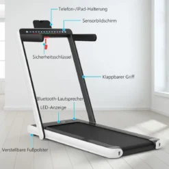 Klappbares 2-in-1-Laufband Leises elektrischer Heimtrainer mit zwei LED-Anzeigen Weiß