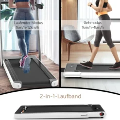 Klappbares 2-in-1-Laufband Leises elektrischer Heimtrainer mit zwei LED-Anzeigen Weiß