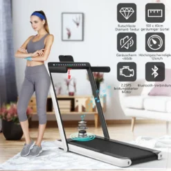 Klappbares 2-in-1-Laufband Leises elektrischer Heimtrainer mit zwei LED-Anzeigen Weiß