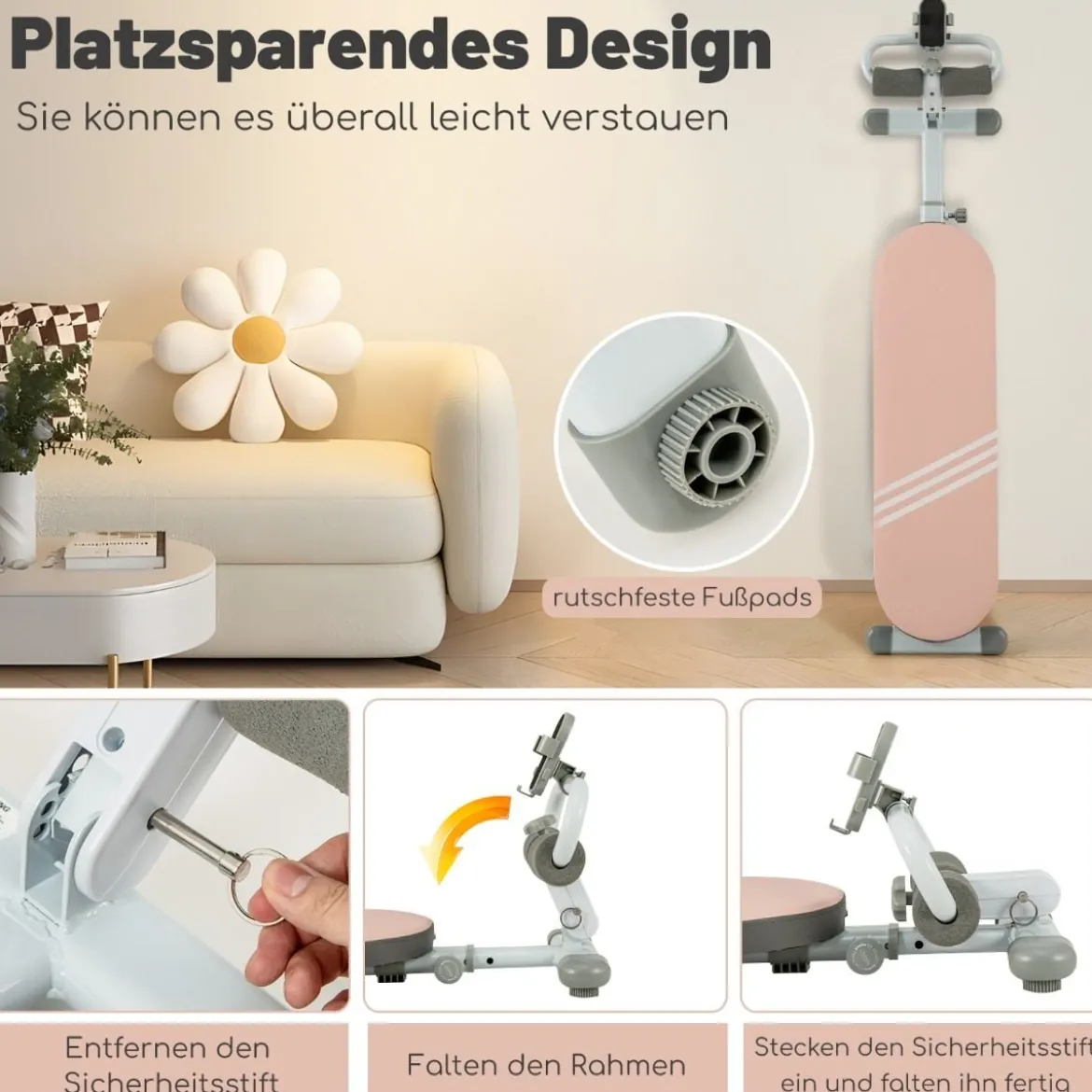Klappbare Sit up Bank mit 3 Fach Verstellbaren Winkeln & Handyhalterung Trainingsbank geeignet für Jugendliche von 14-18 Jahren