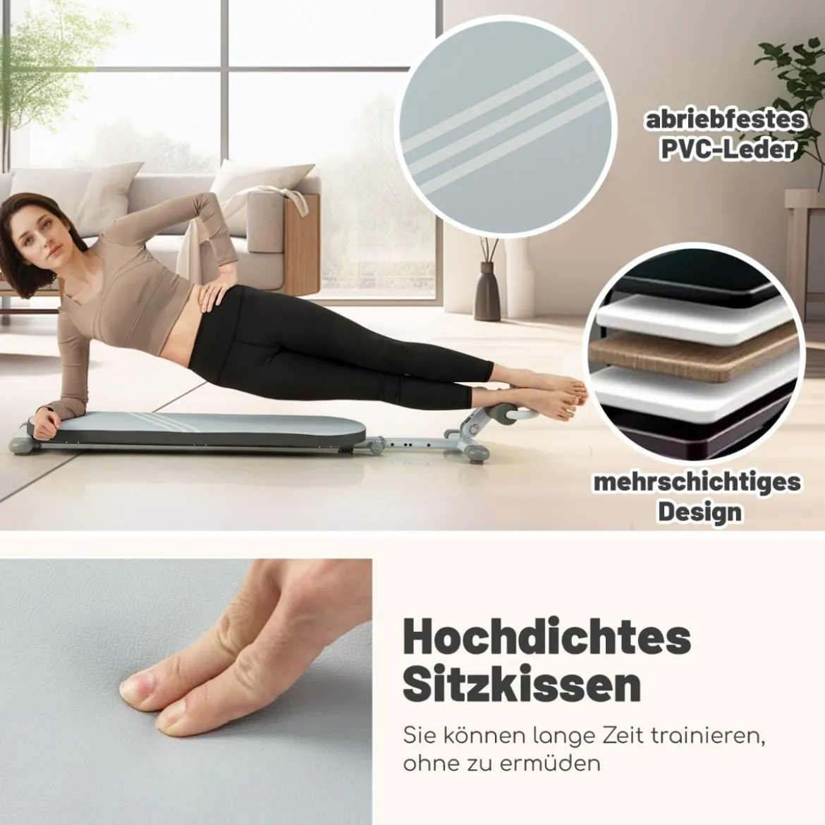 Klappbare Sit up Bank mit 3 Fach Verstellbaren Winkeln & Handyhalterung Trainingsbank geeignet für Jugendliche von 14-18 Jahren