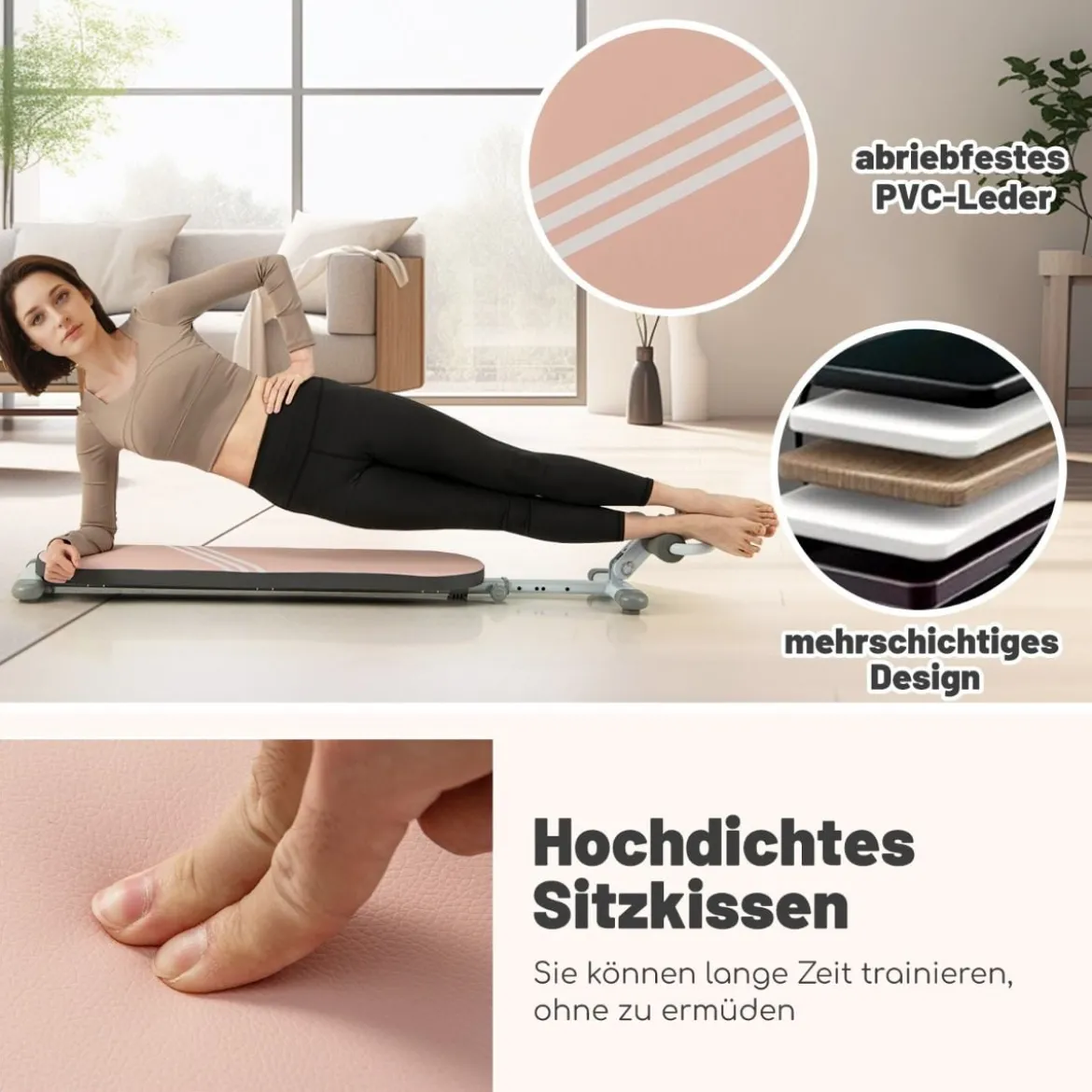 Klappbare Sit up Bank mit 3 Fach Verstellbaren Winkeln & Handyhalterung Trainingsbank geeignet für Jugendliche von 14-18 Jahren