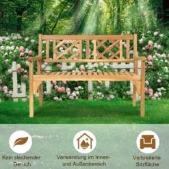 Klappbare Terrassenbank Gartenbank Holz Holzbank Gartenmöbel 120 x 56 x 90 cm Natur