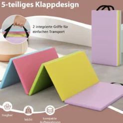 Klappbare Turnmatte aus PU mit Tragegriff Weichbodenmatte Gymnastikmatte Sportmatte Macaron
