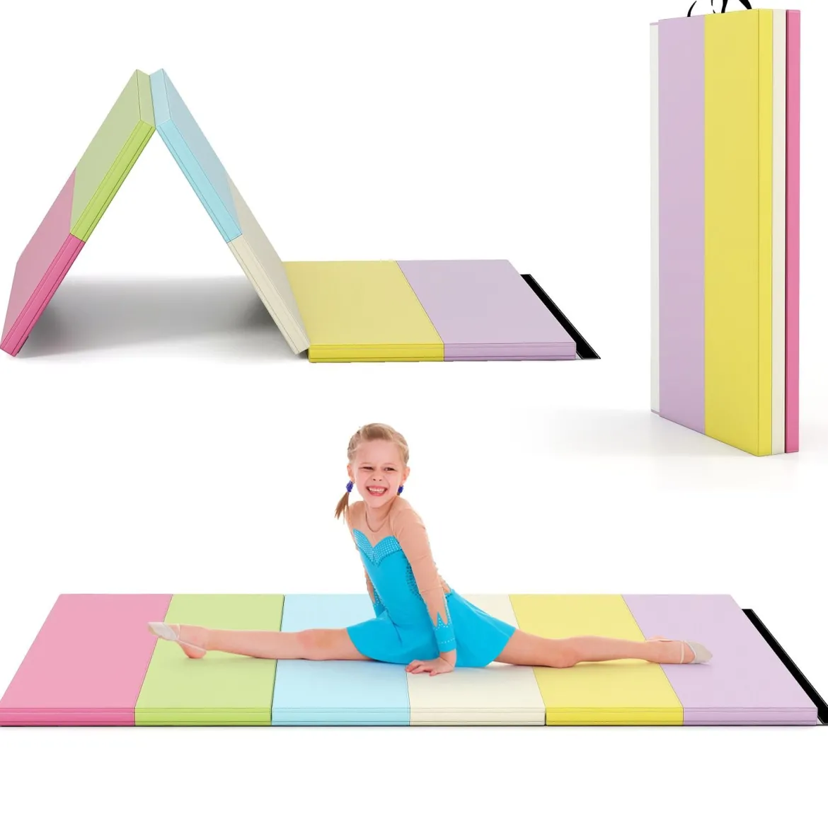 Klappbare Turnmatte aus PU mit Tragegriff Weichbodenmatte Gymnastikmatte Sportmatte 180 x 120 cm