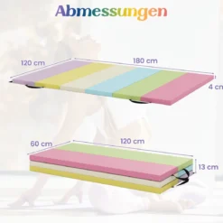 Klappbare Turnmatte aus PU mit Tragegriff Weichbodenmatte Gymnastikmatte Sportmatte 180 x 120 cm