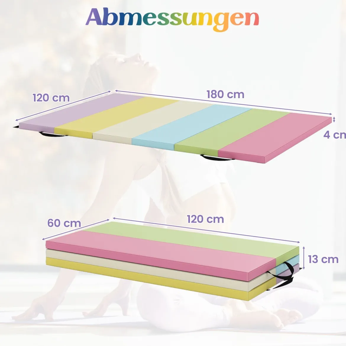 Klappbare Turnmatte aus PU mit Tragegriff Weichbodenmatte Gymnastikmatte Sportmatte 180 x 120 cm