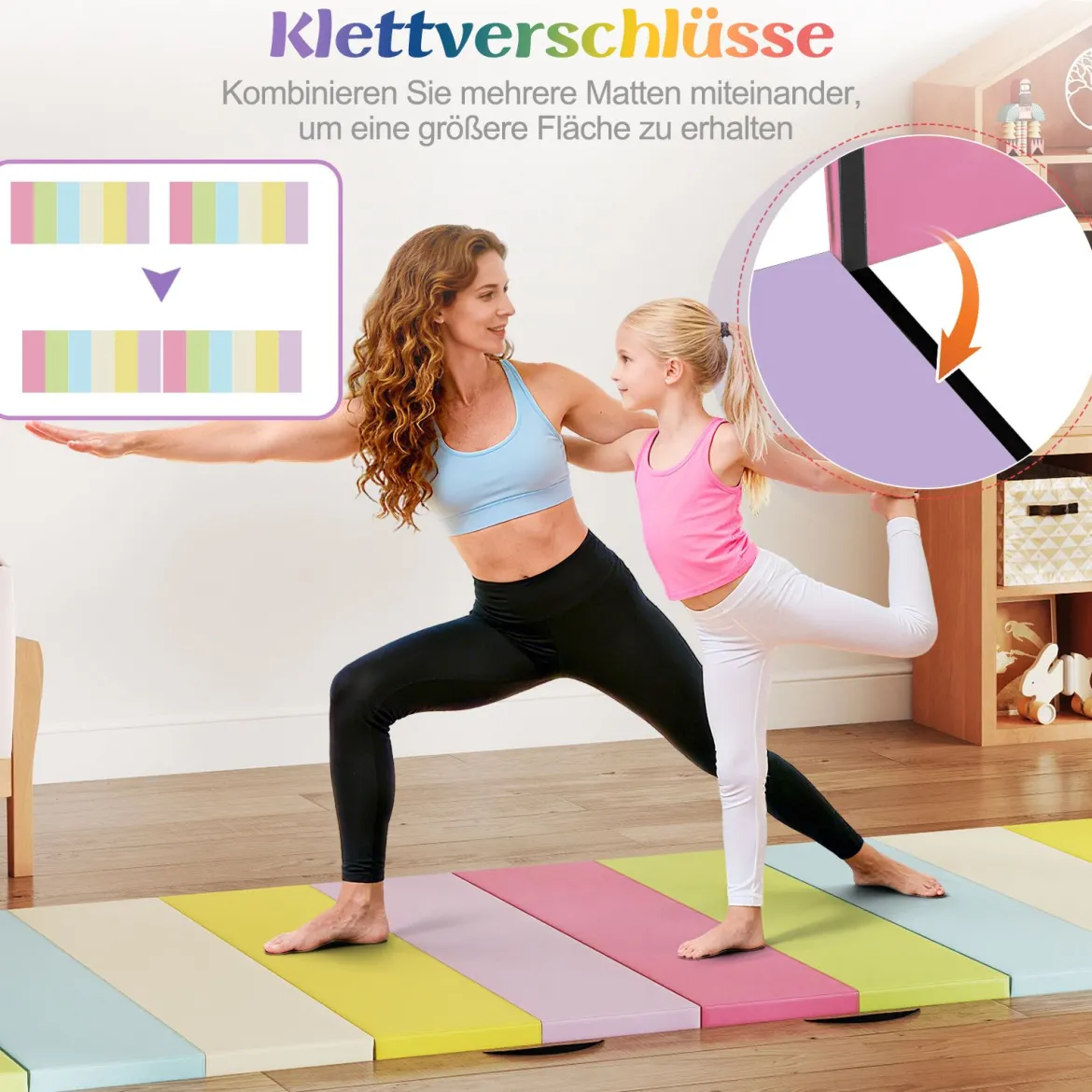Klappbare Turnmatte aus PU mit Tragegriff Weichbodenmatte Gymnastikmatte Sportmatte 180 x 120 cm