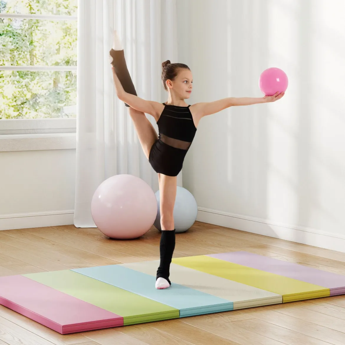 Klappbare Turnmatte aus PU mit Tragegriff Weichbodenmatte Gymnastikmatte Sportmatte 180 x 120 cm