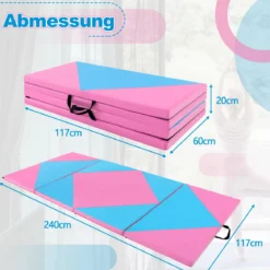 Klappbare Weichbodenmatte Tragbar Gymnastikmatte Yogamatte 240 x 117 x 5 cm