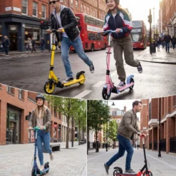 Klappbar Roller Scooter mit 2 Leuchtenden Rädern & Ständer Höhenverstellbar Tretroller Rosa