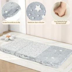 Klappmatratze leuchtende Reisematratze 60 x 120 cm Matratze für Reisebett Grau