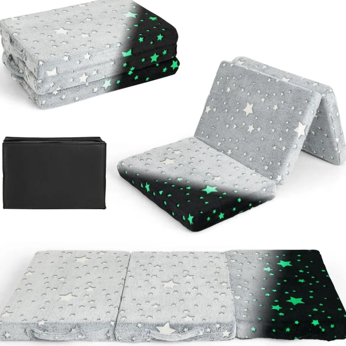 Klappmatratze leuchtende Reisematratze 60 x 120 cm Matratze für Reisebett Grau