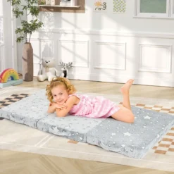 Klappmatratze leuchtende Reisematratze 60 x 120 cm Matratze für Reisebett Grau