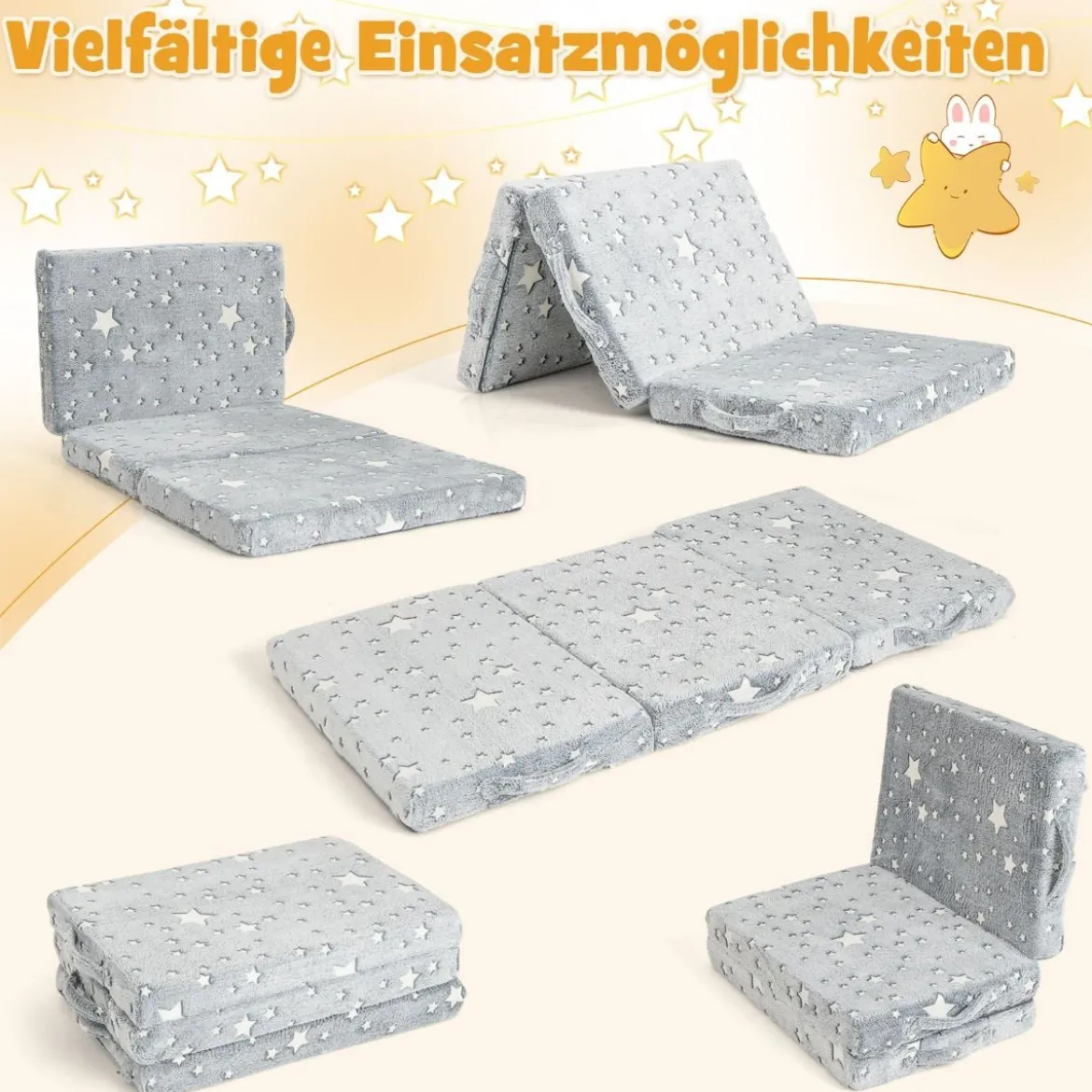 Klappmatratze leuchtende Reisematratze 60 x 120 cm Matratze für Reisebett Grau