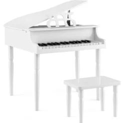 Klassisches 30 Tasten Kinderklavier mit Notenpult & Sitzbank Ideal für Kinder von 3 bis 8 J. Weiß
