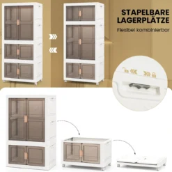 Kleiderschrank mit 10 Kleiderbügeln 421L Garderobenschrank klappbar Mehrzweckschrank mit Rollen freie Kombination 71 x 46 x 156 cm