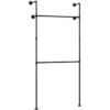 Kleiderstange Wandmontage Offener Kleiderschrank aus Metall mit 2 Stangen 106 x 32 x 227 cm Schwarz