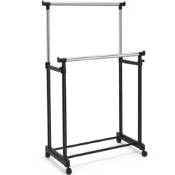 Kleiderständer Höhenverstellbarer Garderobenständer Rollgarderobe mit Rollen Schwarz 86 x 43 x 94-168 cm
